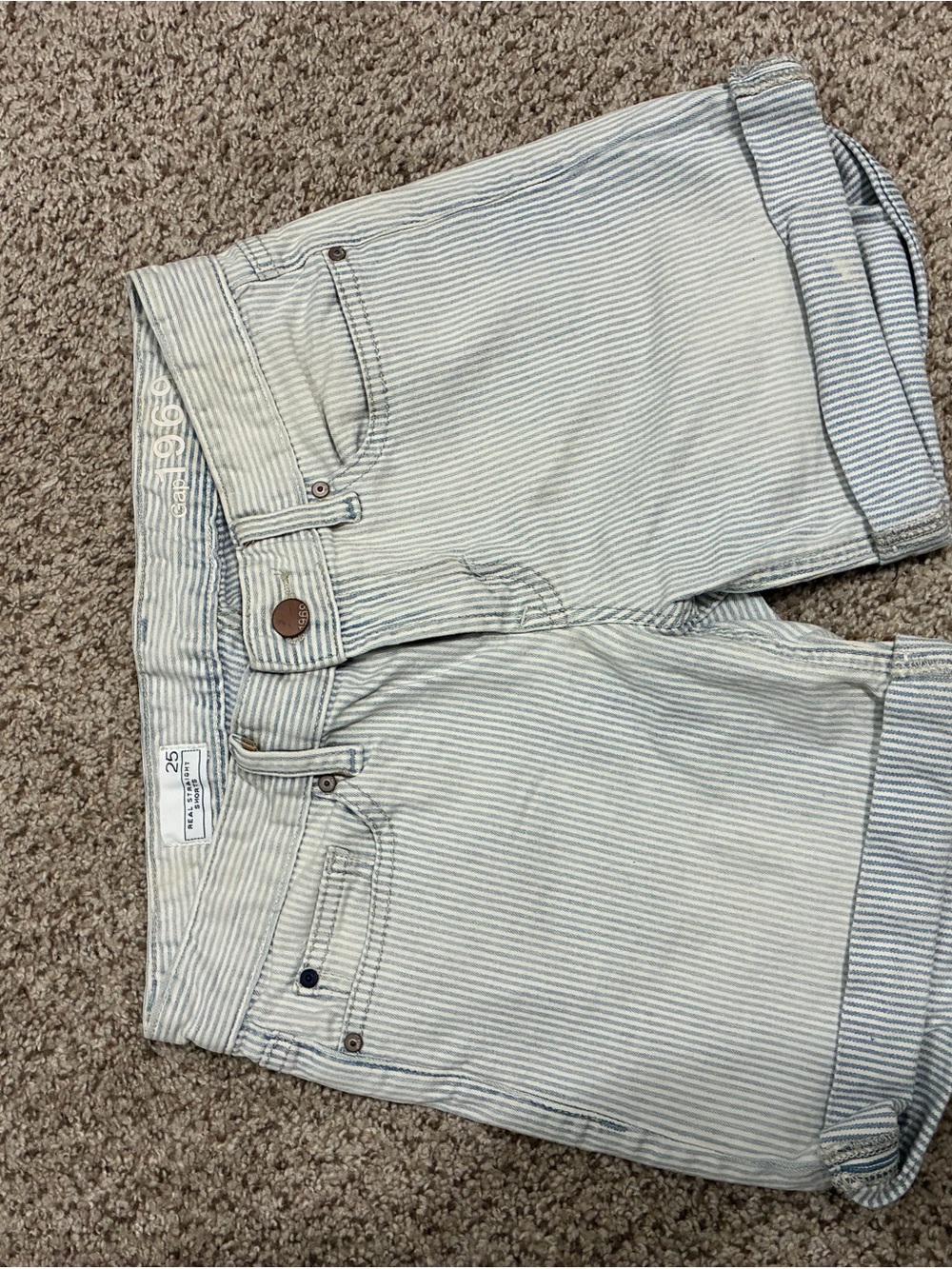 GAP Light Blue & White Striped Women’s Jean Shorts